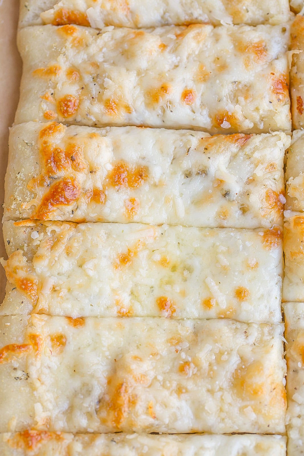 Pizza Dough Bread Sticks close up.
