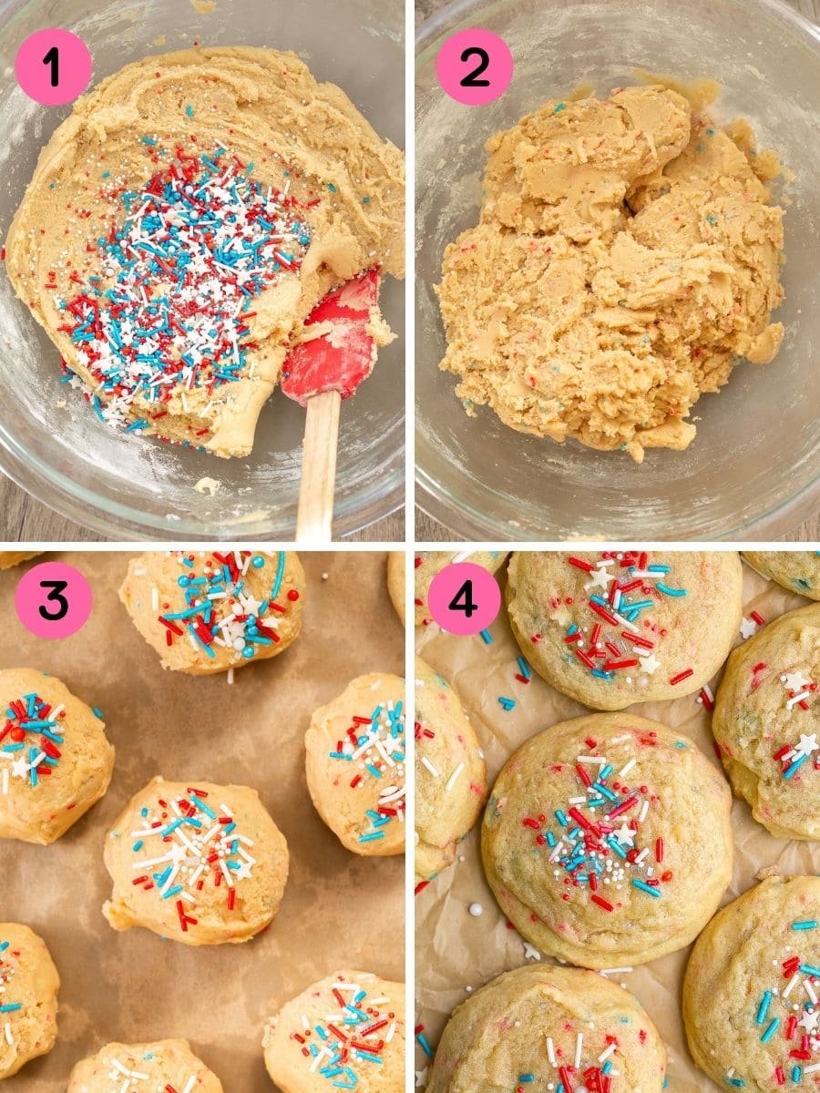 Red, White and Blue Cookie dough. 