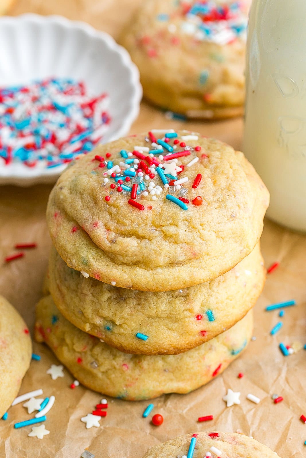 Red, White and Blue Sprinkle Cookies.