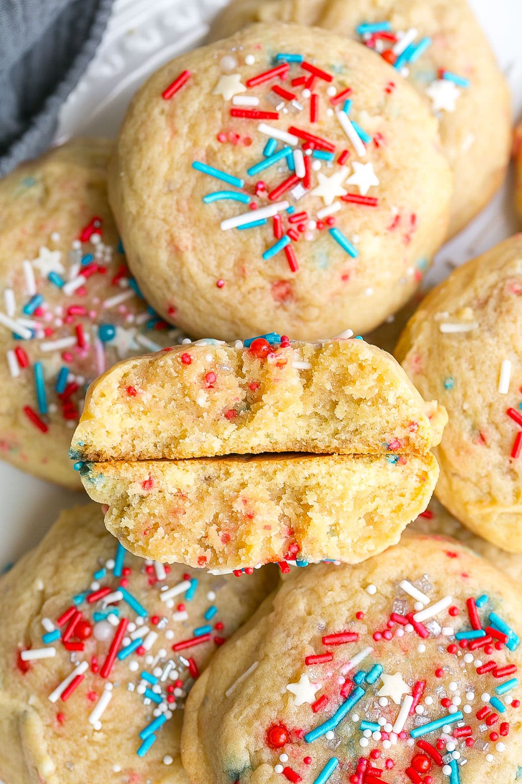 Inside of Red, White and Blue Cookies.