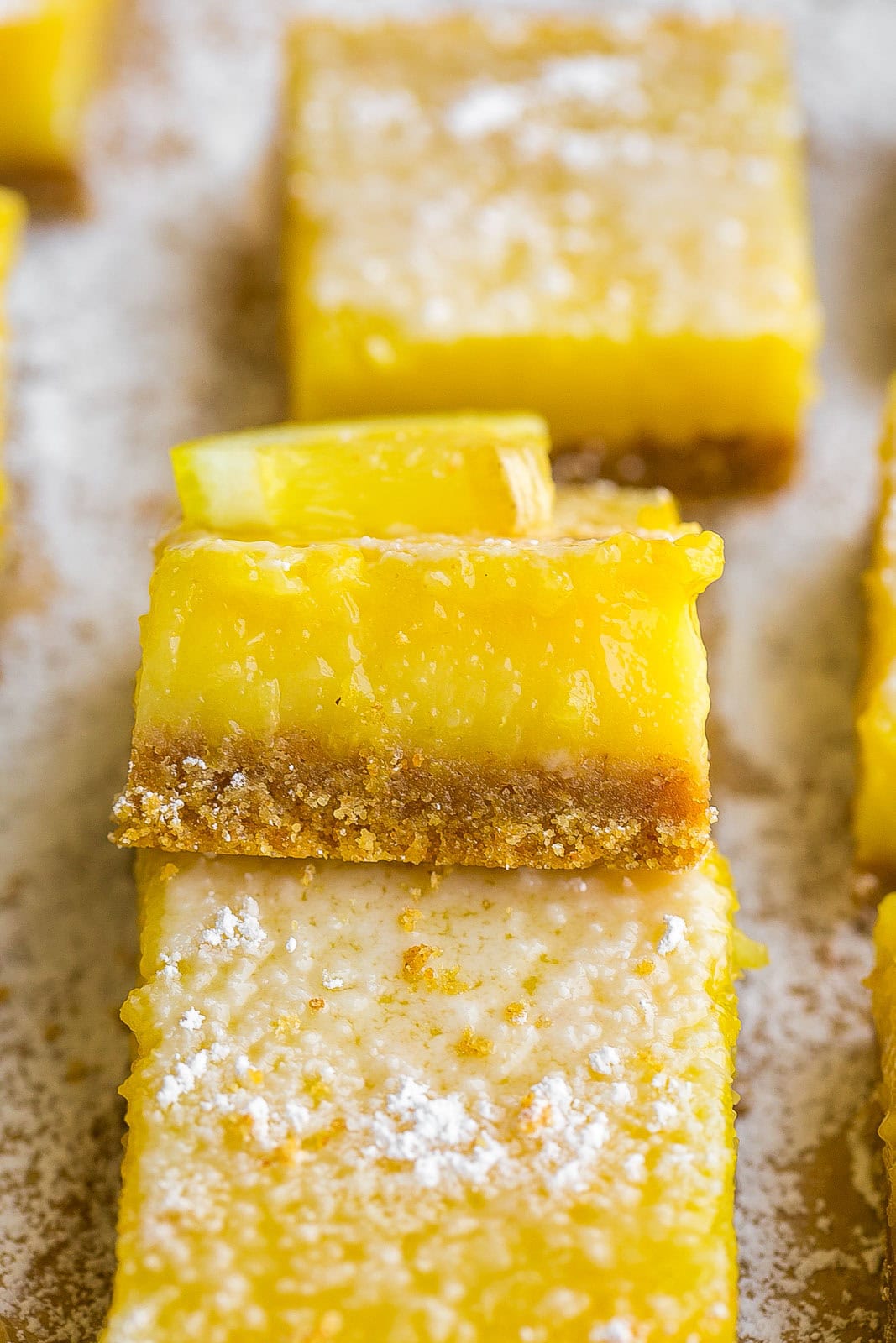Side view of Lemon Bar with Graham Cracker Crust