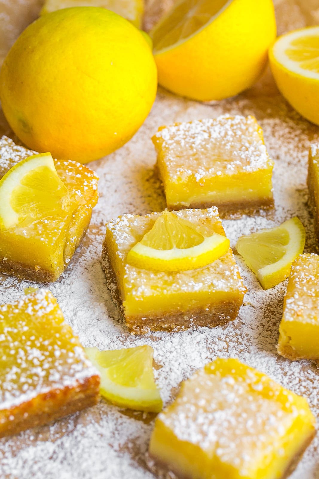 Lemon Bars with powdered sugar. 