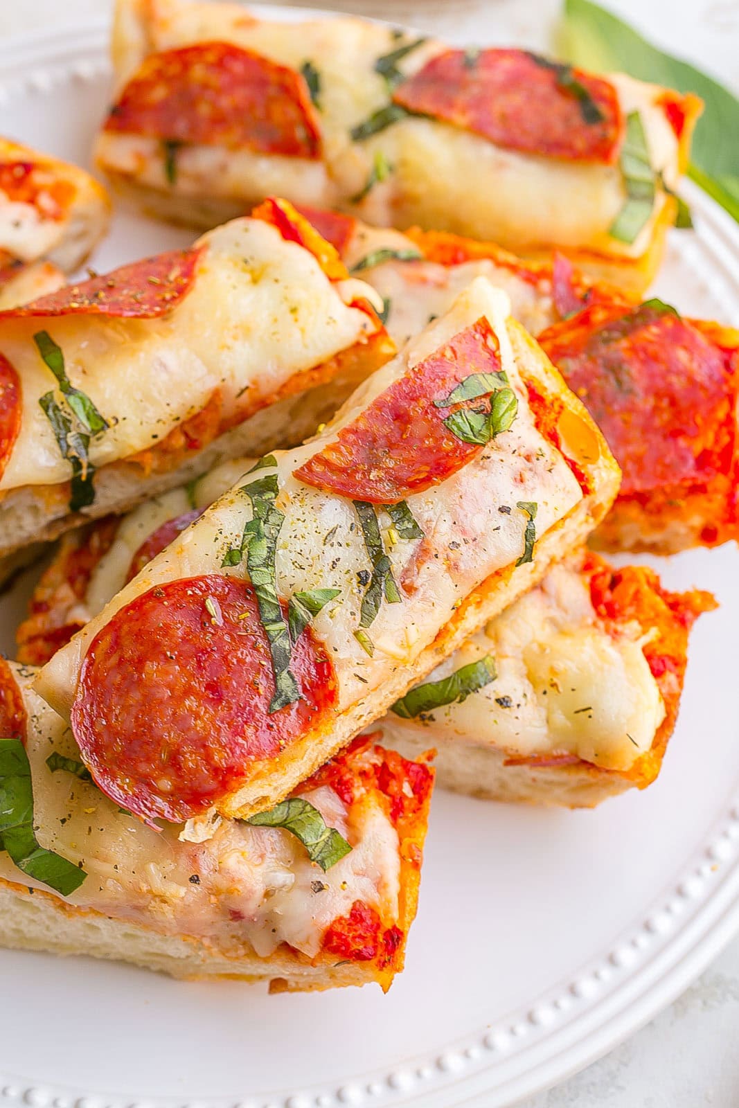Close up view of Sourdough Pizza Bread slice.