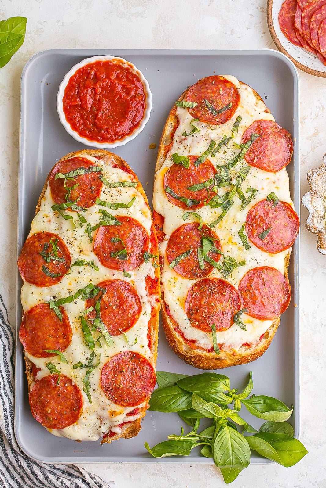 Sourdough Pizza Bread on baking sheet.