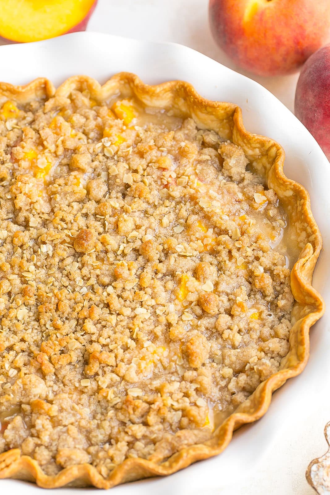 Whole peach pie.