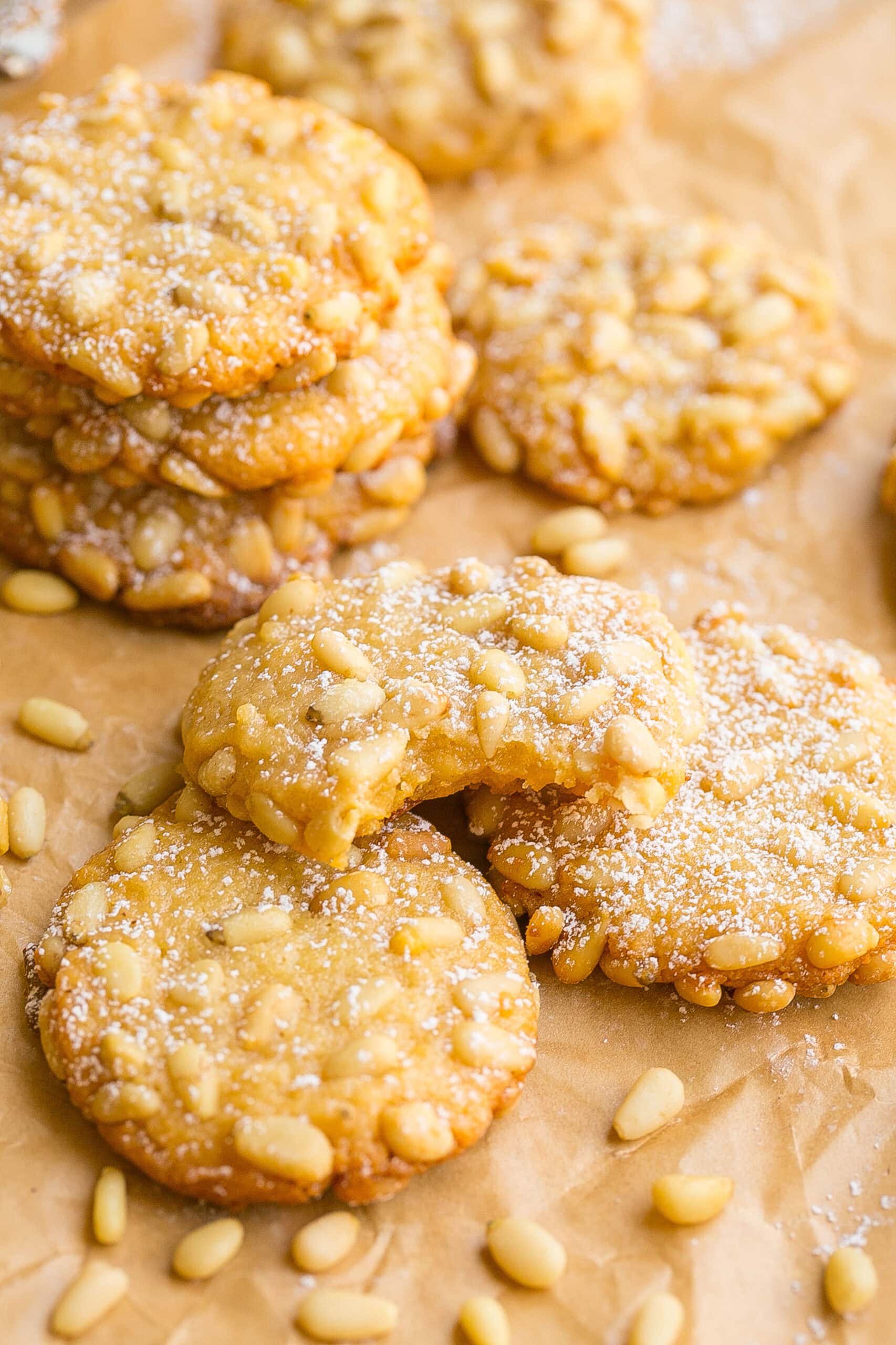 Bite of Pignoli cookie.
