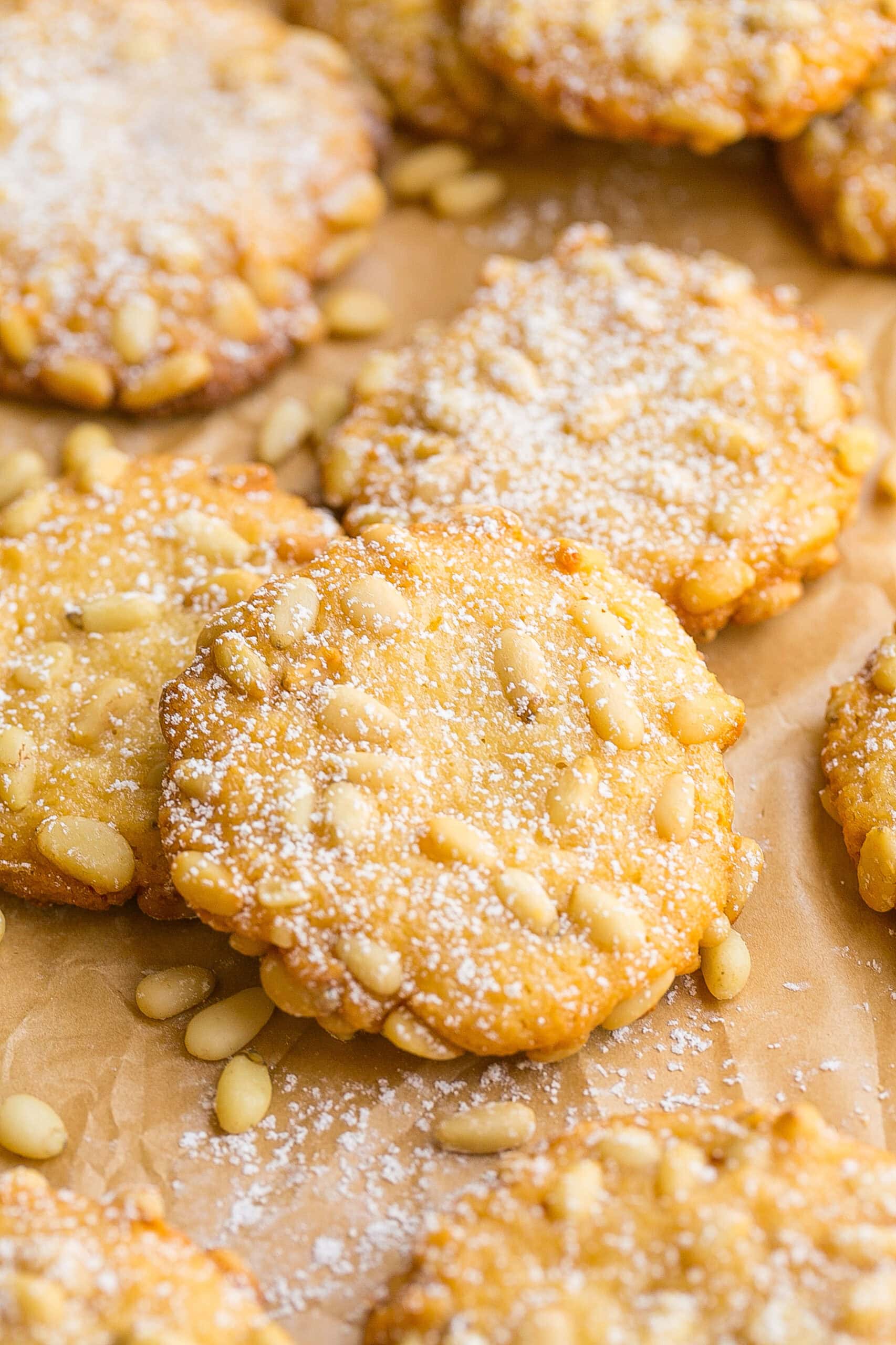 Close up of Pine Nut Cookies.