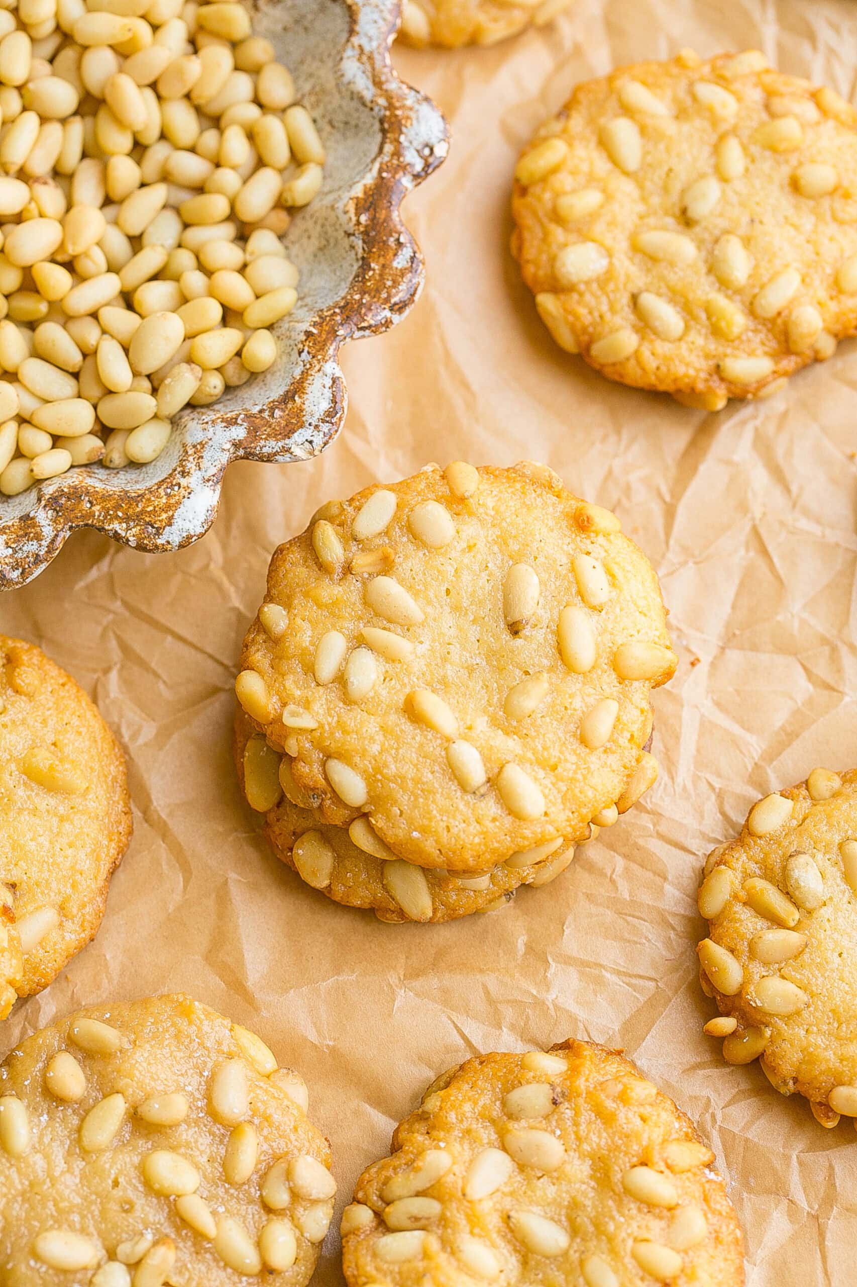 Holiday Italian Cookies on parchment paper.