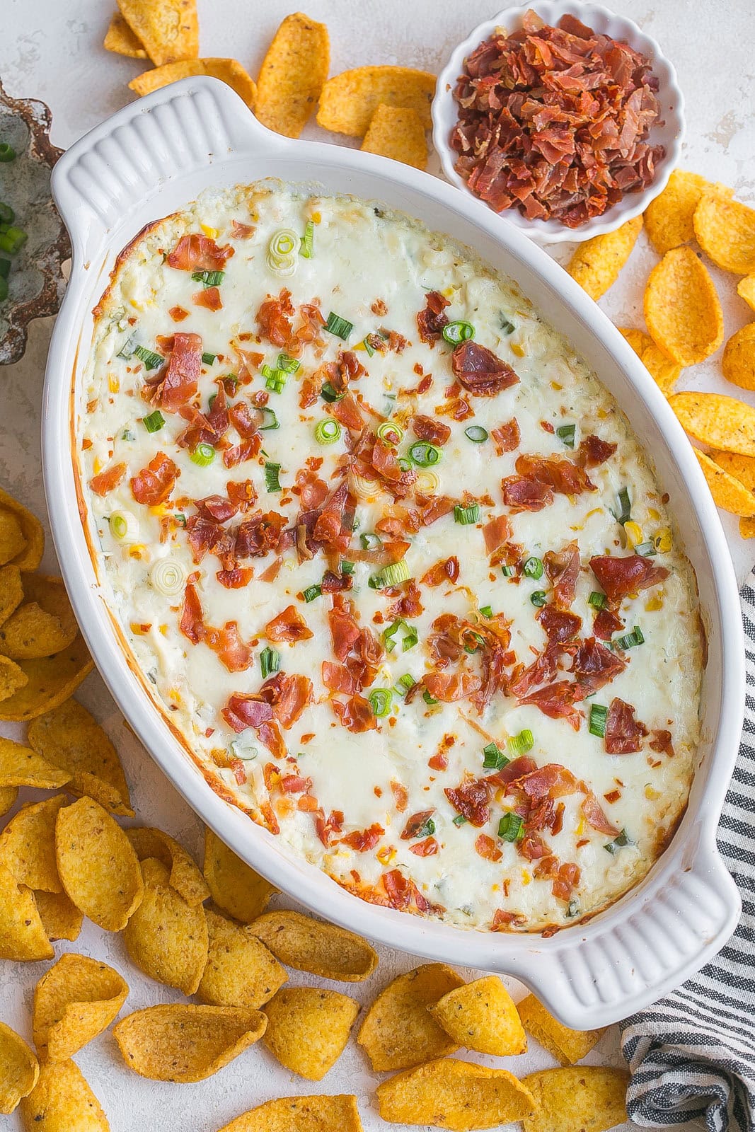 Boursin Corn Dip with crispy bacon.
