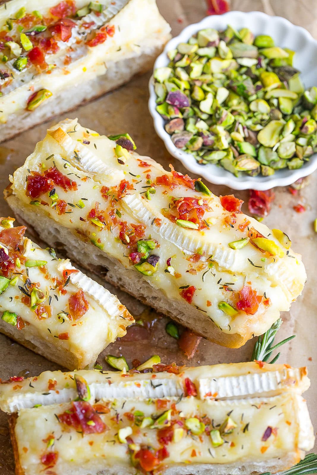 A piece of brie bread.