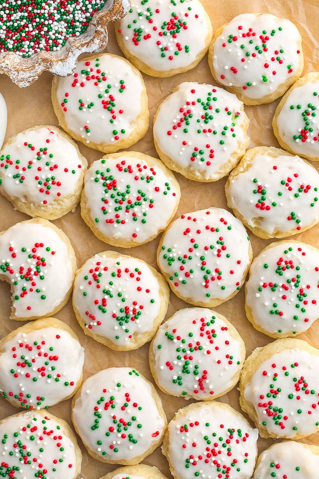 Sour Cream Cookies on parchment paper.