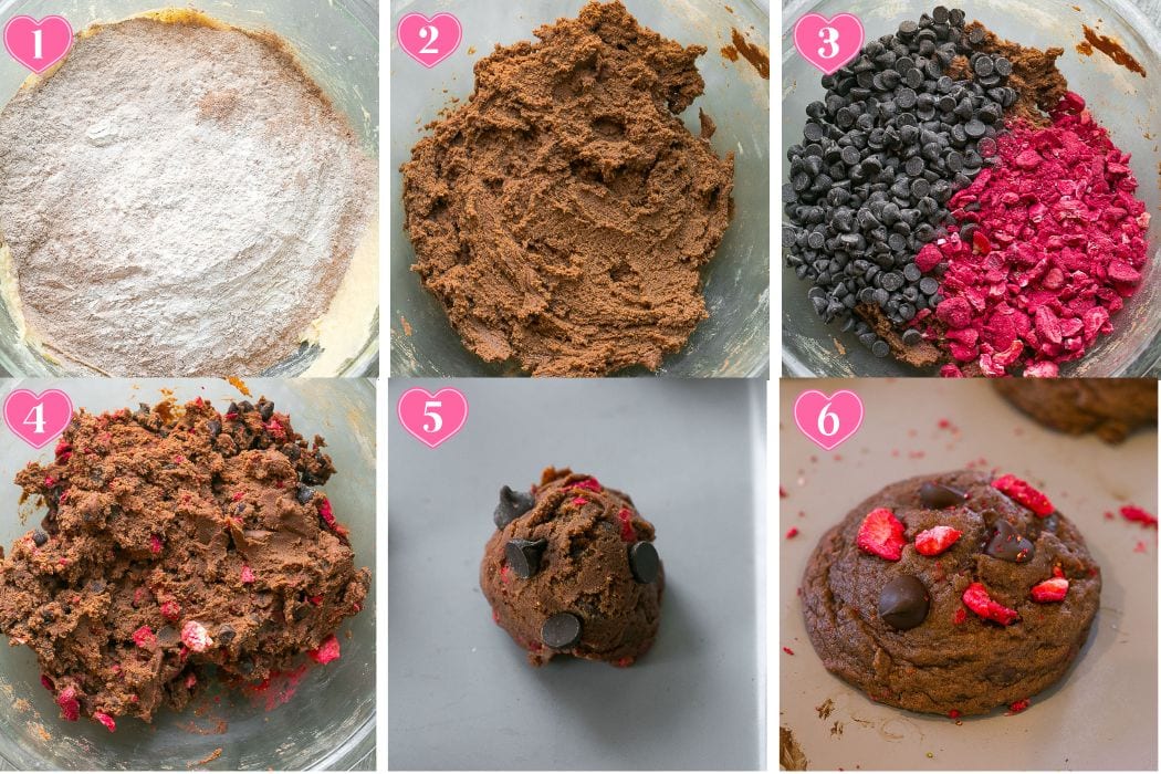 How to make chocolate covered strawberry cookies, step-by-step.