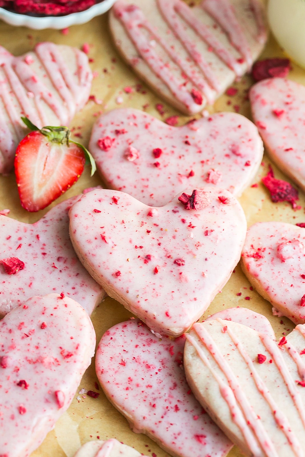 Iced Strawberry Shortbread Cookies.