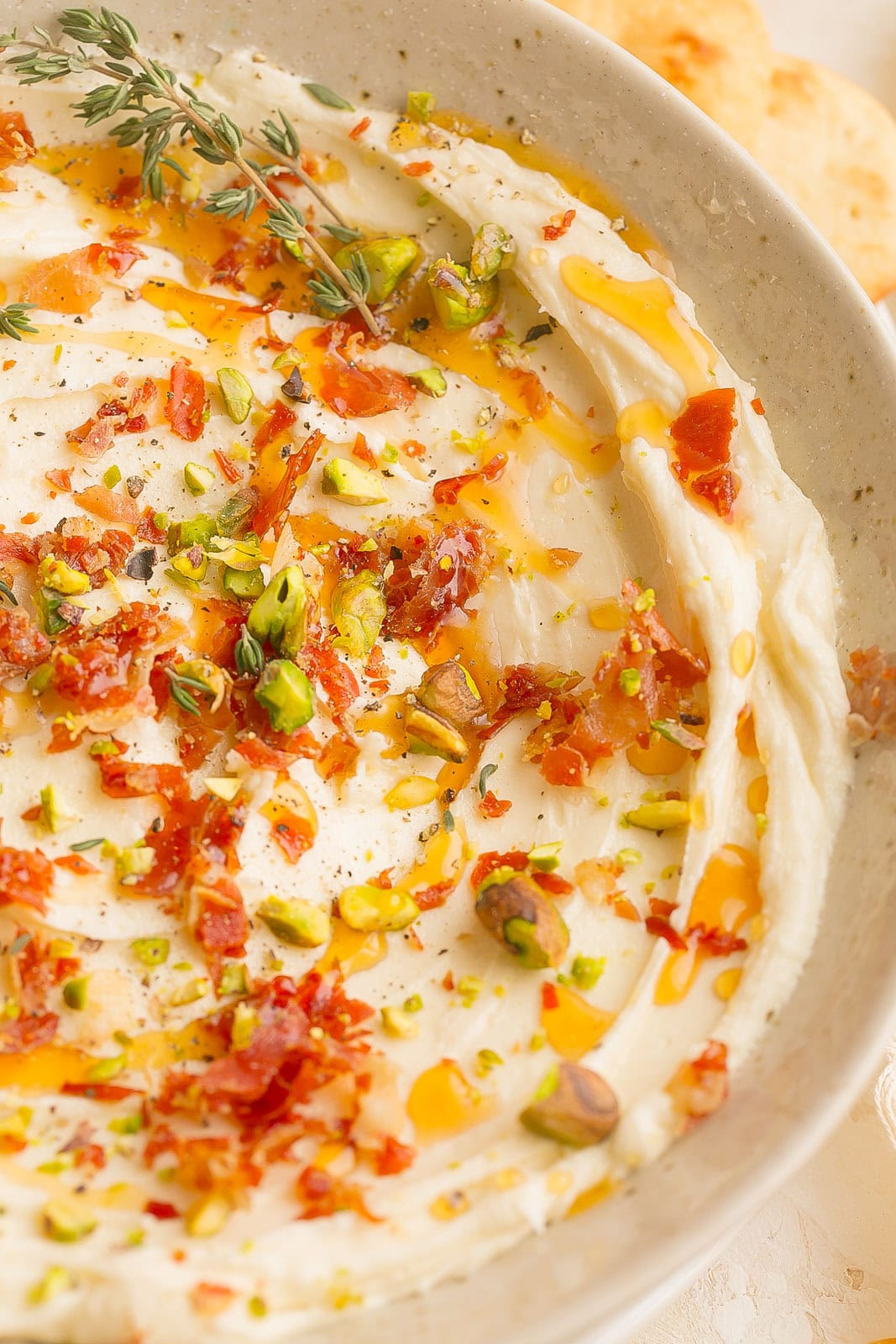 Side view of Whipped Brie Cheese Dip.