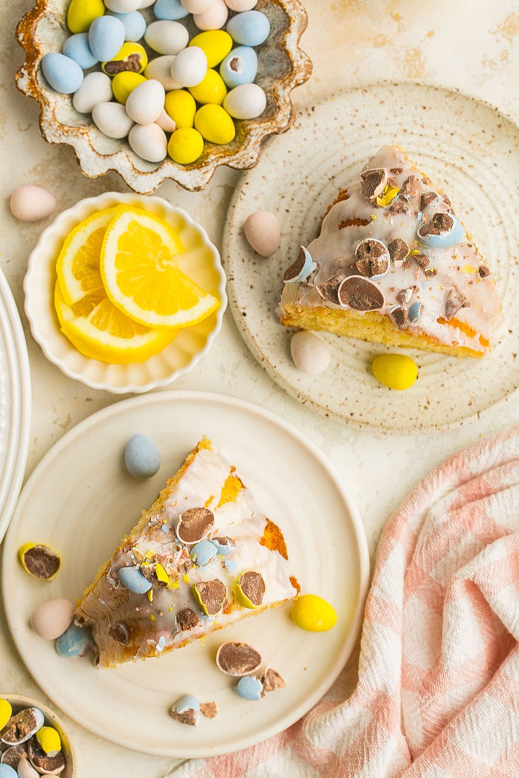 Slices of spring bundt cake.