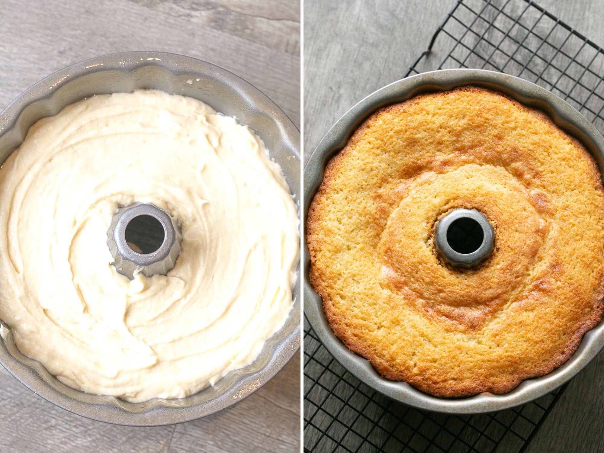 Before and after Easter bundt cake.