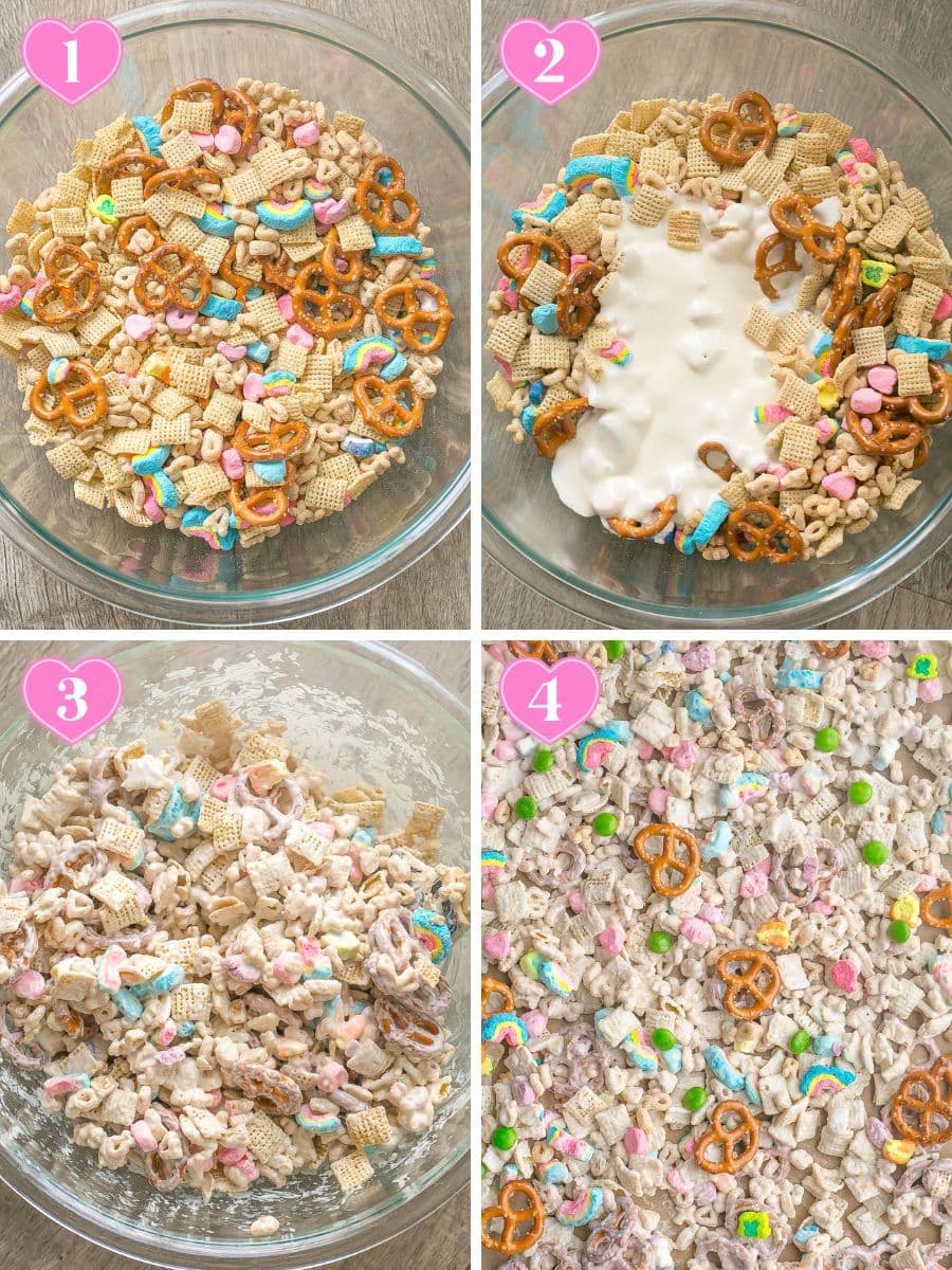 How to make Lucky Charms trail mix, step-by-step.