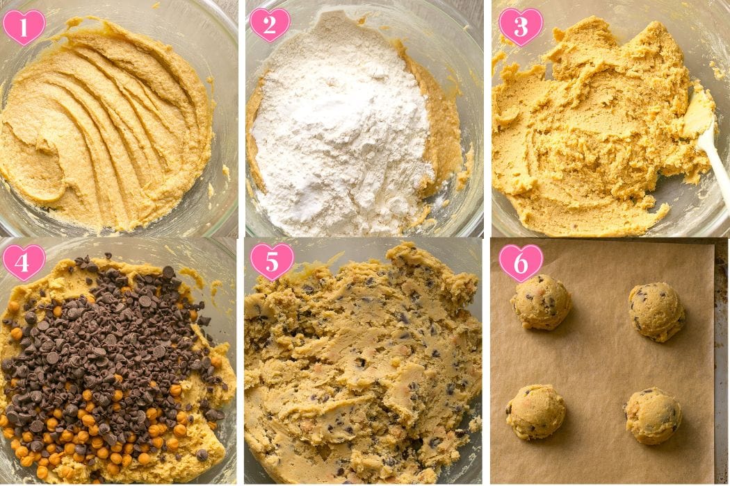 How to make homemade caramel cookies with chocolate chips.