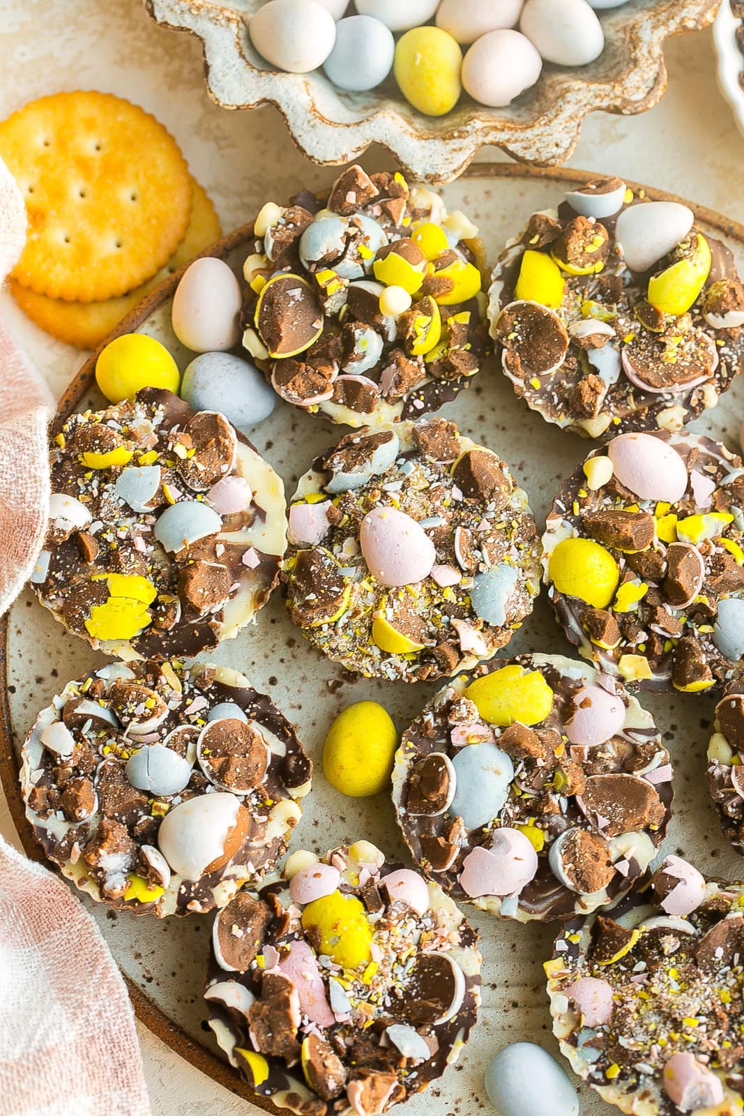 Easter Crack Cookies on a plate.