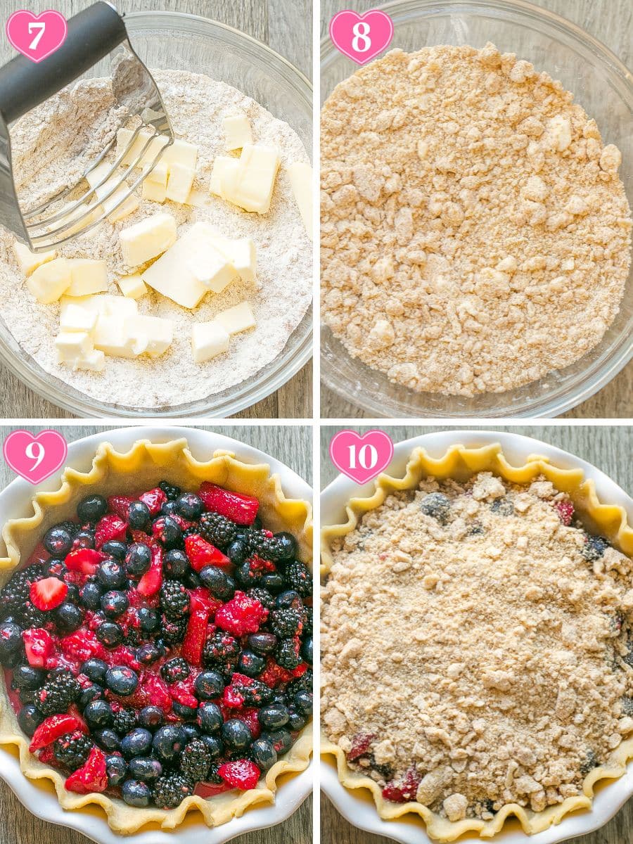 How to make homemade crumble for mixed berry pie recipe.