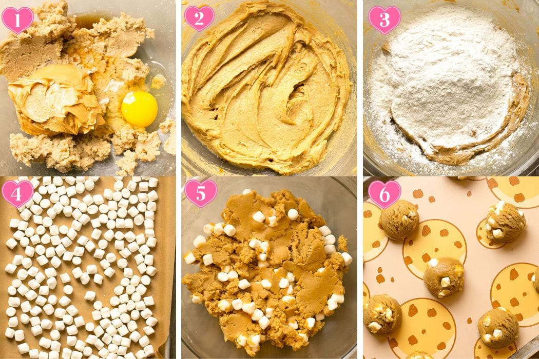 How to make freshly baked Peanut Butter Marshmallow Cookies.
