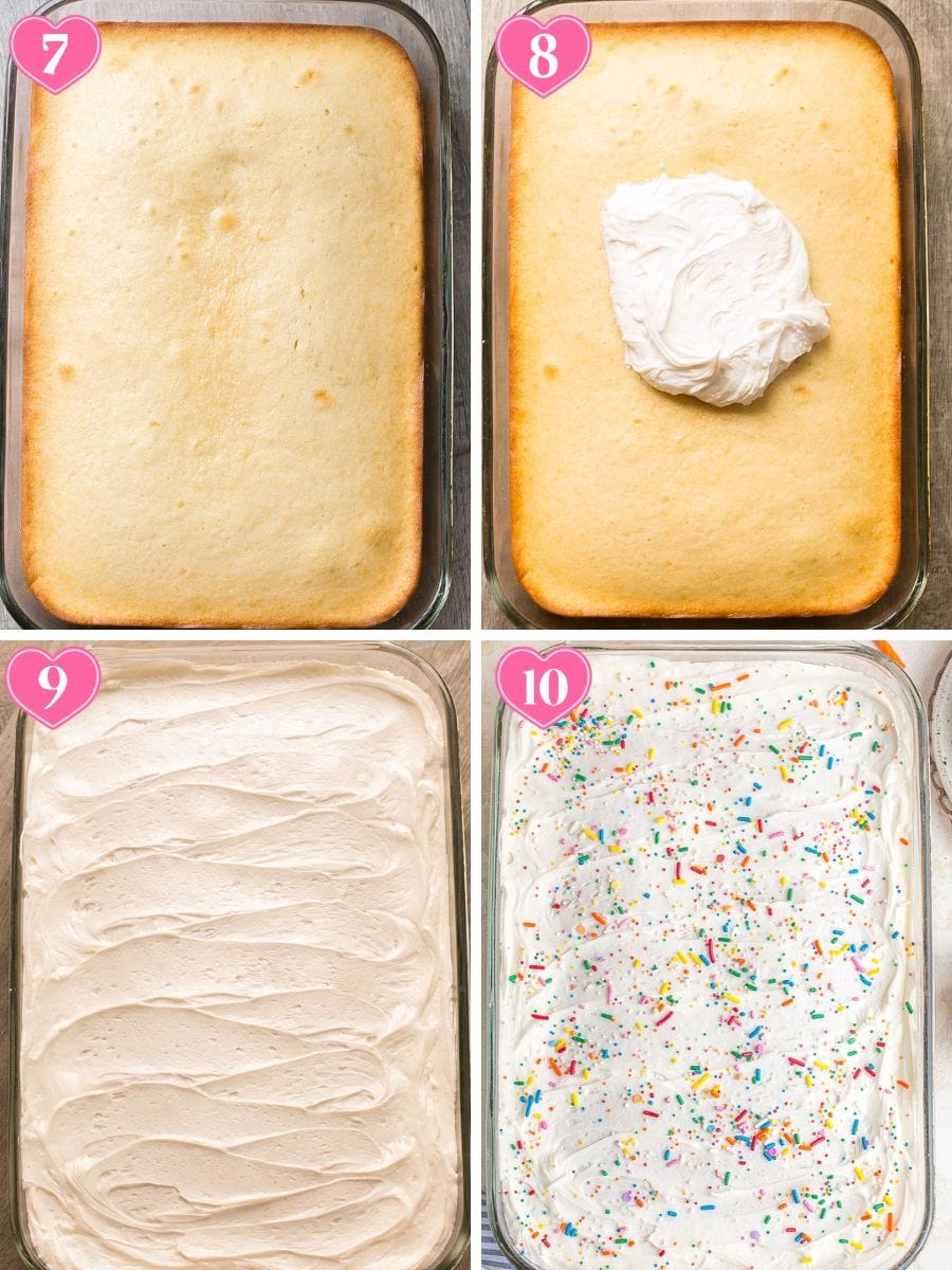 How to make and frost vanilla sheet cake.