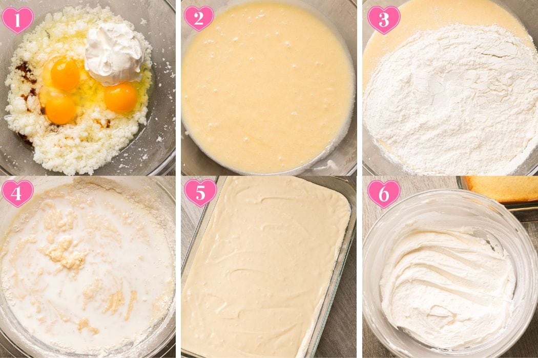 How to make vanilla sheet cake process steps.